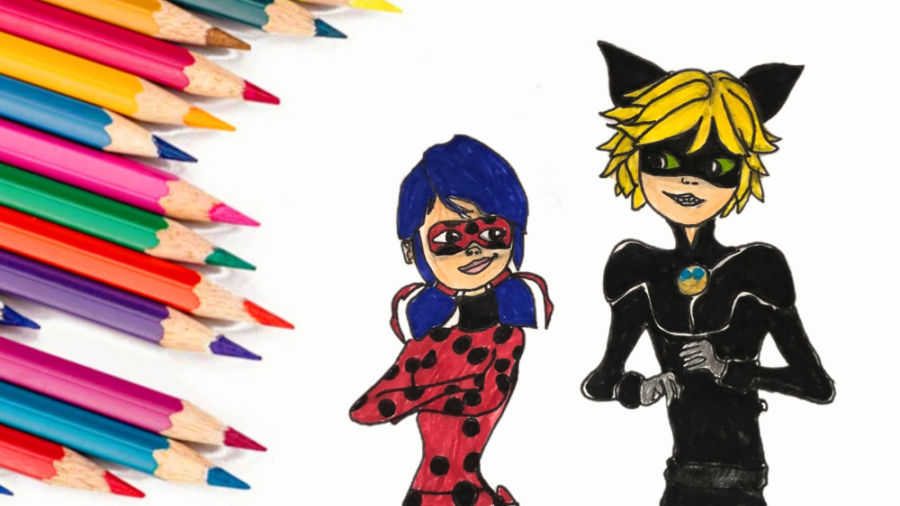 آموزش نقاشی دختر کفشدوزکی و گربه سیاه :: Ladybug Cat Noir :: میراکلس هشتگ