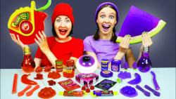 چالش غذای بنفش در مقابل قرمز &...