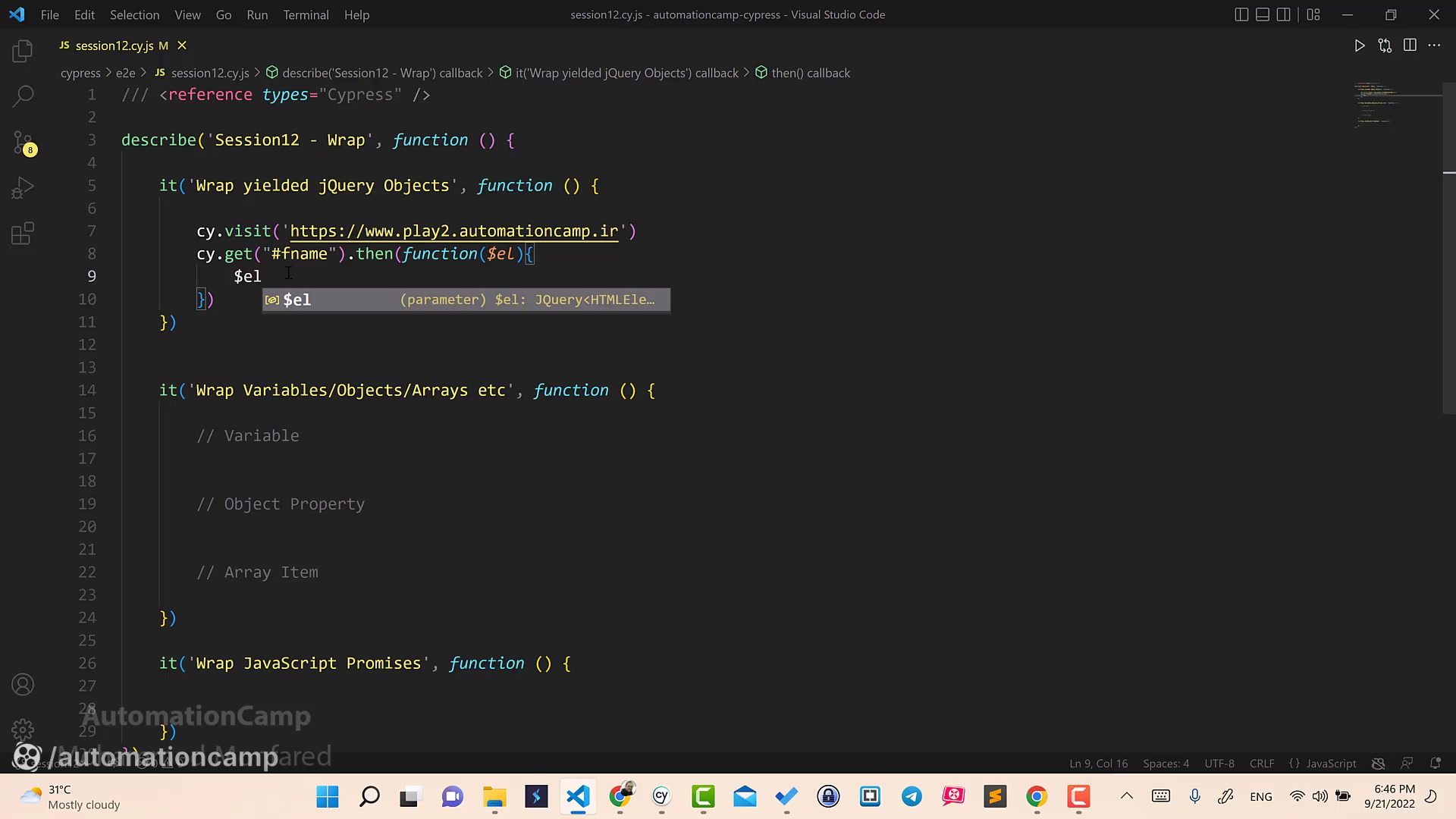 آموزش سایپرس - جلسه دوازدهم - دستور wrap- Cypress #12 لئوناردو دی‌کاپریو