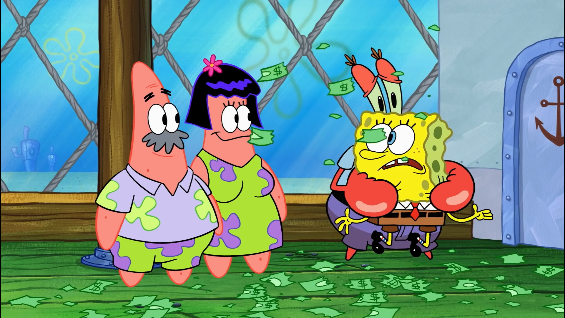 مبارزه پاتریک با ماهی بدنساز