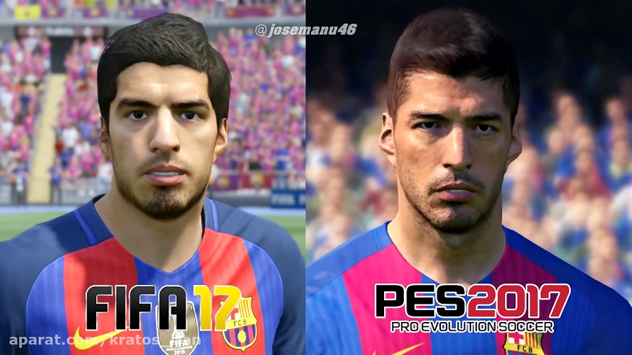 مقایسه چهره بازیکنان بارسا در PES 2017 و FIFA 17