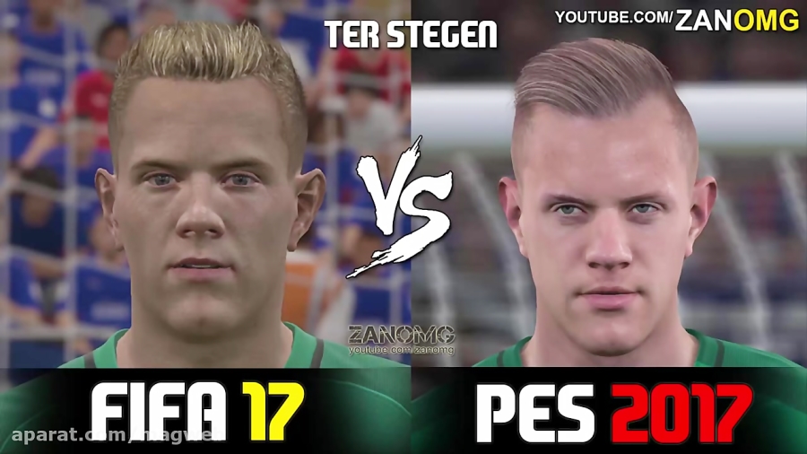 مقایسه چهره های بازیکنان بارسلونا در FIFA 17 با PES 17