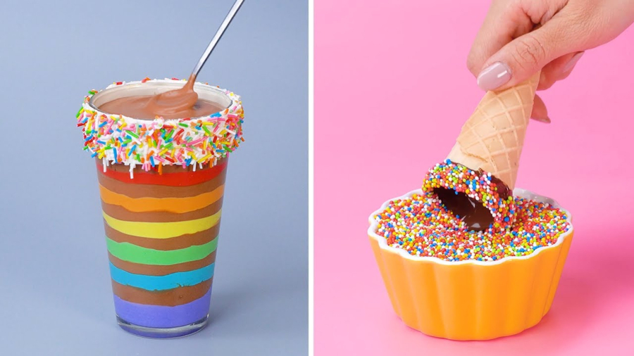 تزئینات کیک رنگین کمانی ؛ آموزش کیک بستنی خانگی