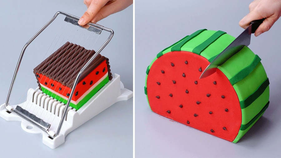 آموزش تزیین کیک هندوانه ای - کیک و شیرینی - کیک خانگی