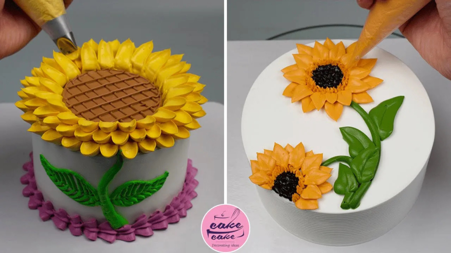 آموزش تزیین کیک گل آفتابگردان