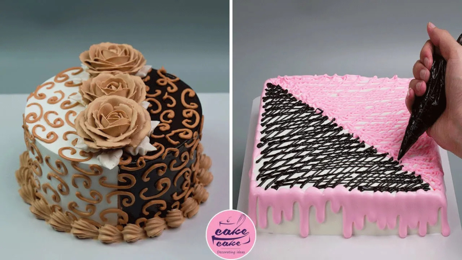 آموزش کیک خوشمزه - تزئین کیک خامه ای با طرح گل رز