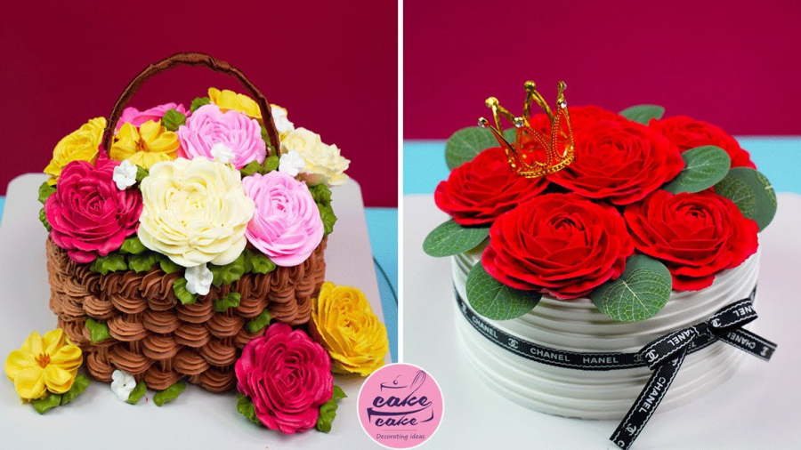 آموزش کیک تولد فانتزی - طرح کیک سبد گل شگفت انگیز