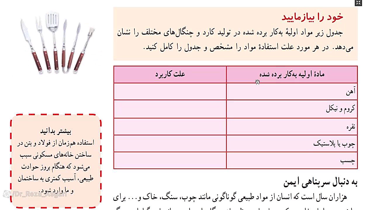 آموزش علوم هفتم فصل پنجم (از معدن تا خانه) مدرس: دکتر رضا عسگری کانال آموزشی دکتر رضا عسگری