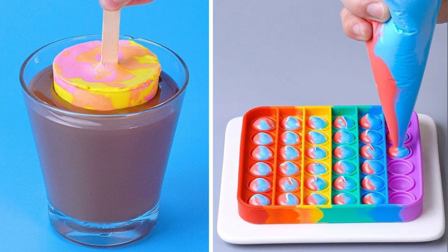 آموزش تزیین کیک رنگارنگ | دکور کیک رنگین کمان