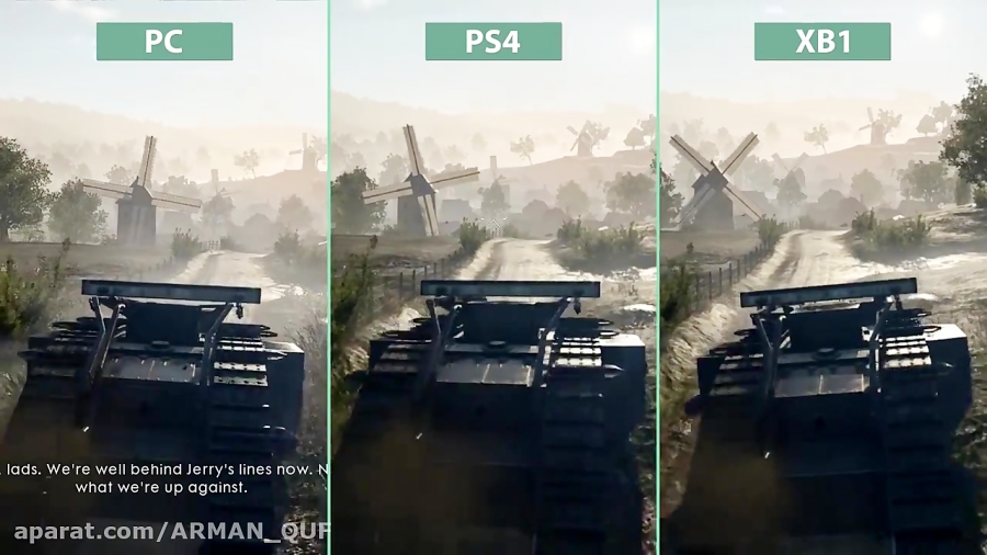 مقایسه ی گرافیکی عنوان Battlefield 1برروی1 PC. ps4. xbox