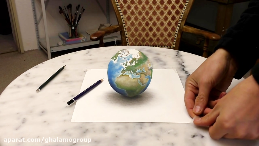 نقاشی سه بعدی کره زمین