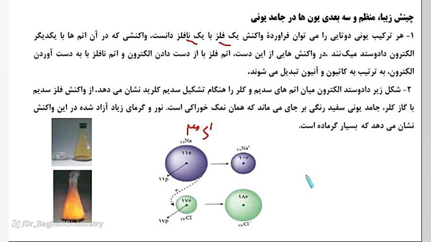 نحوه تشکیل پیوند یونی بین سدیم و کلر (شیمی دوازدهم) DLCO