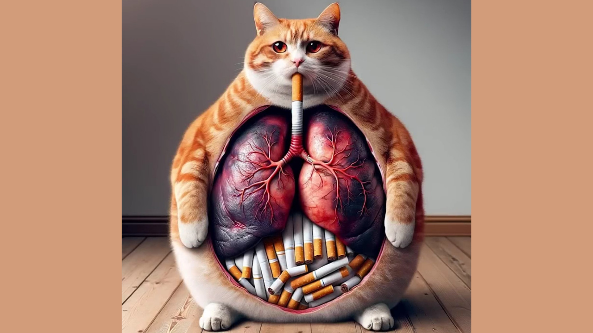 گربه زنجفیلی سیگاربکشیدوسرطان ریه بگیرید موزیک قوری