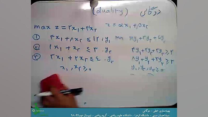 ۷ بهینه سازی خطی - دوگانی (بخش اول)