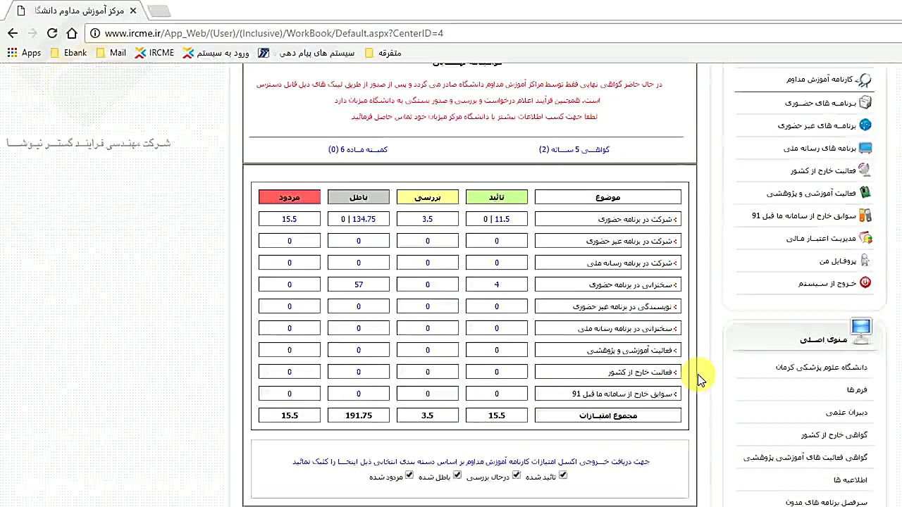 کارنامه آموزش مداوم مارال فرجاد