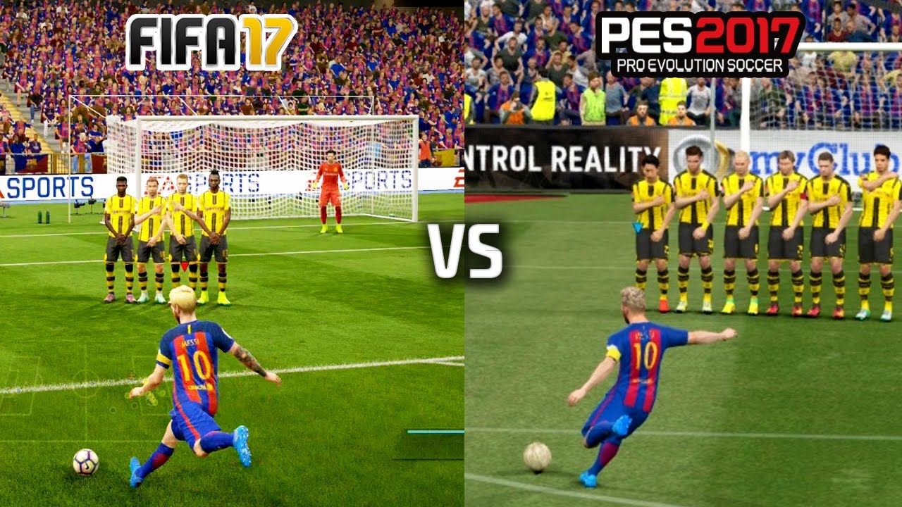 ضربات آزاد بین فیفا 17 و pes 2017