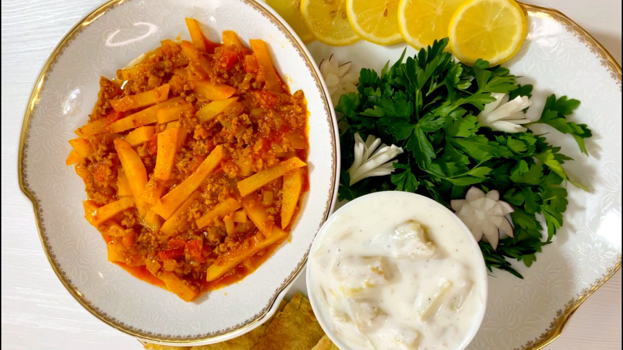 طرز تهیه غذای ساده و خوشمزه با گوشت چرخکرده / غذای آسان و فوری / آشپزی با هلن