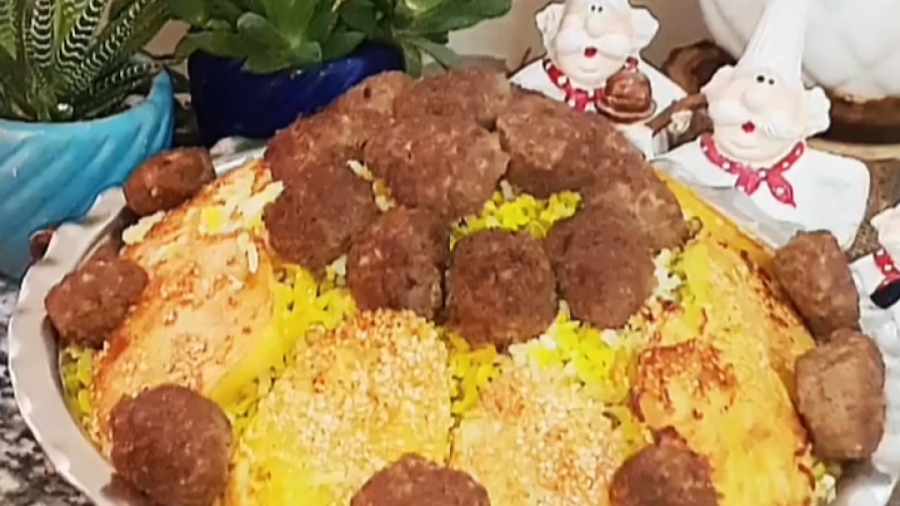 ماش پلو با گوشت قلقلی اقتصادی(گوشت سنگدان )