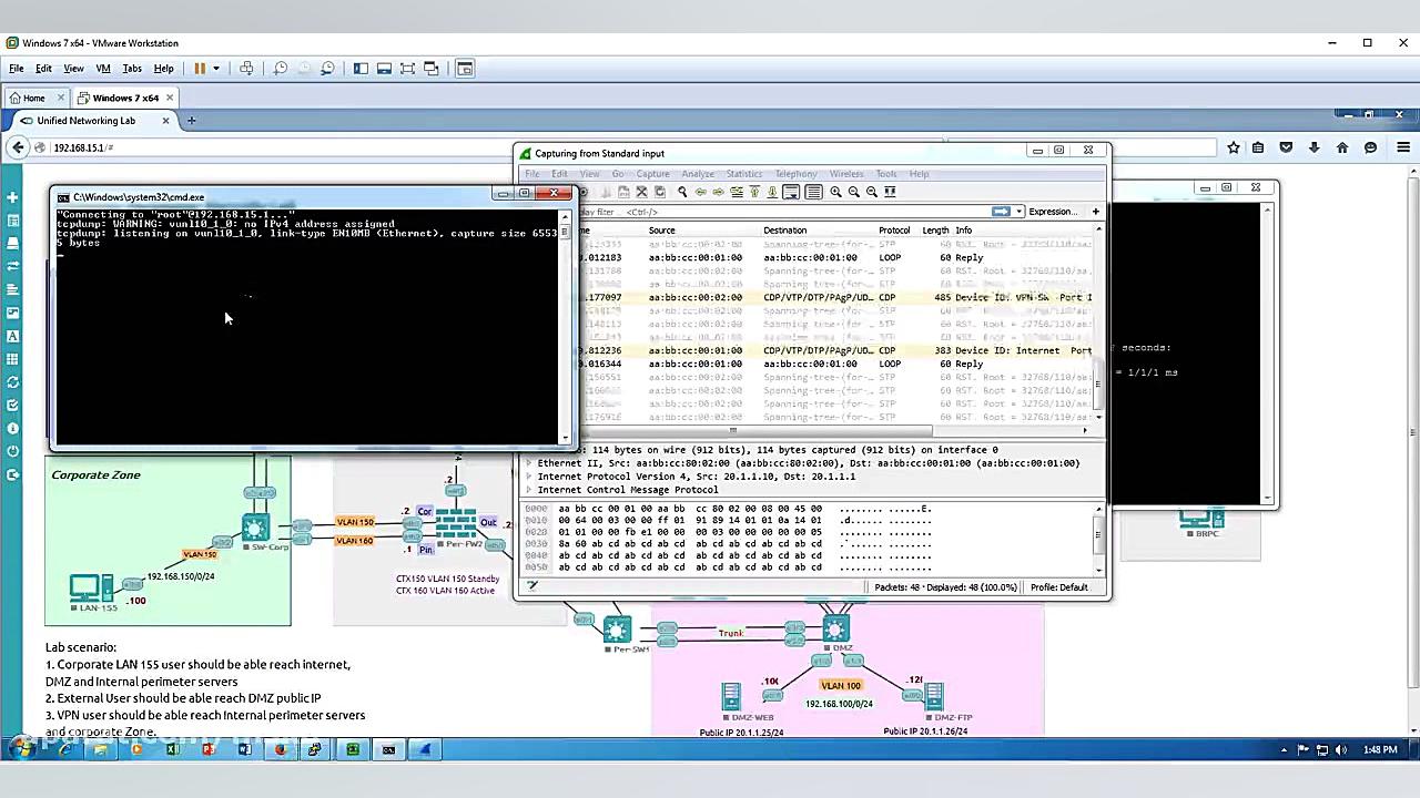 #UNL HowTo Management, telnet, vnc and Wireshark مجید کریمی