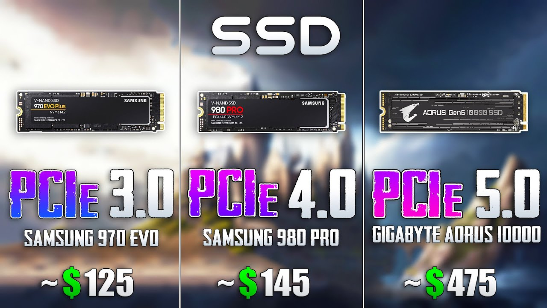 تست گیمینگ انواع اس اس دی SSD PCIe 5.0 vs PCIe 4.0 vs PCIe 3 استوری فشفشه‌ای