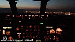 Iran Air MD-82 night cockpit landing in Shiraz !