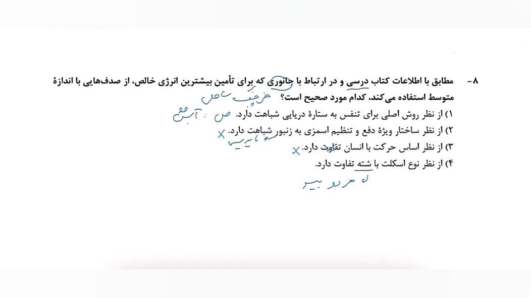 تحلیل تست «۸» کنکور زیست شناسی اردیبهشت ۱۴۰۳ ایریدوتيكان