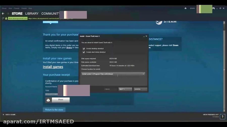 اموزش نصب بازی GTAV و بازی های دیگردراستیم کامپیوتر