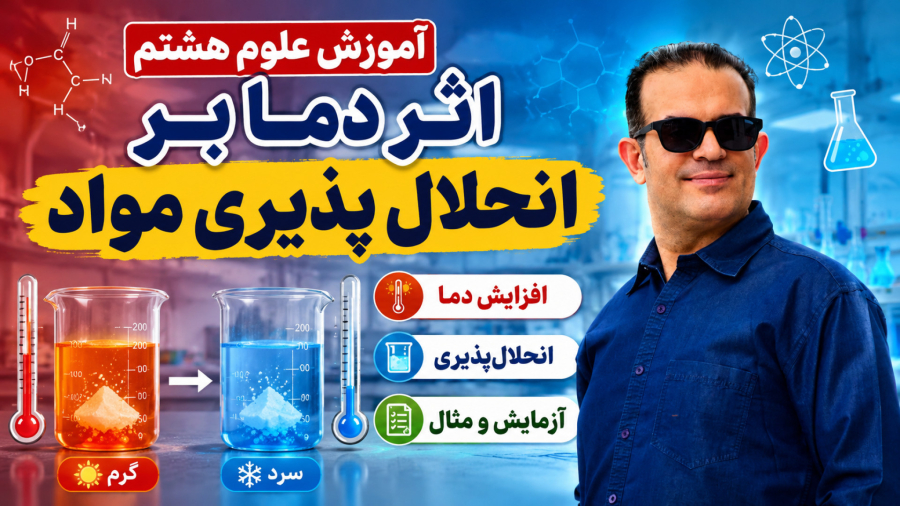 آموزش علوم هشتم اثر دما بر انحلال پذیری مواد مهندس محزون