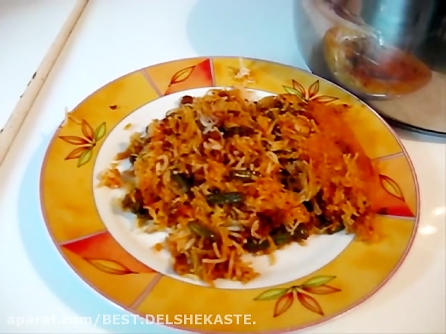 لوبیا پلو با گوشت چرخ کرده