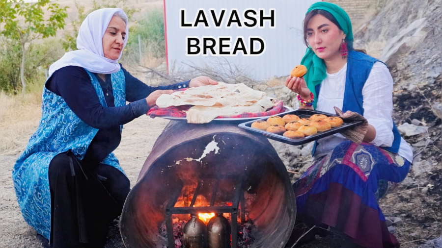 پخت نان محلی روی بشکه \ طرز تهیه نان