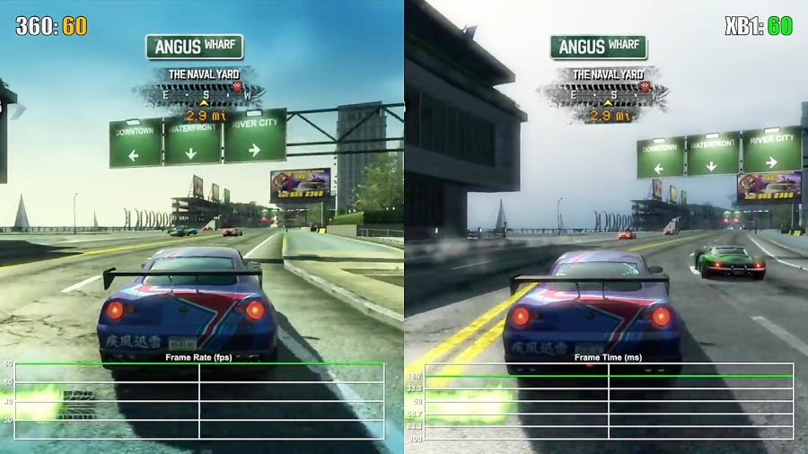مقایسه فریم ریت بازی Burnout Paradise XO vs X360