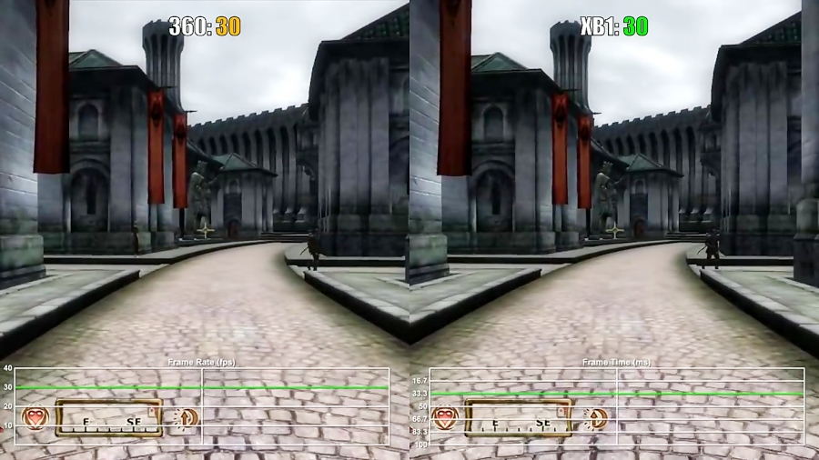 مقایسه فریم ریت بازی Oblivion XO vs X360