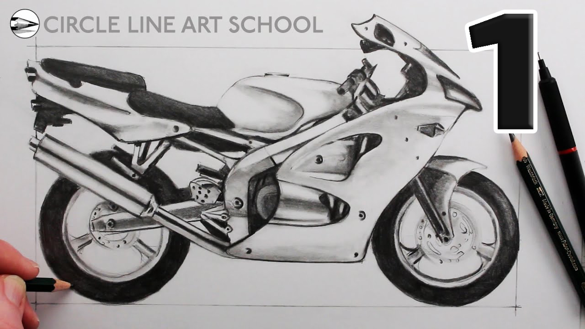 آموزش نقاشی موتور سیکلت کاوازاکی ZZR600 _ قسمت 1 ماکروسفالی