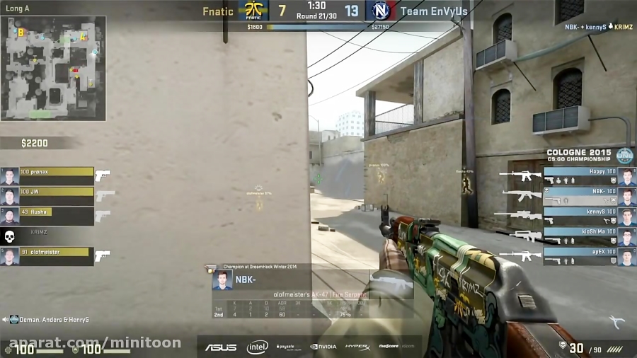 CS:GO - Fnatic vs. EnVyUS [Dust2] - ESL One Cologne 2015 - Grand Final Map 1