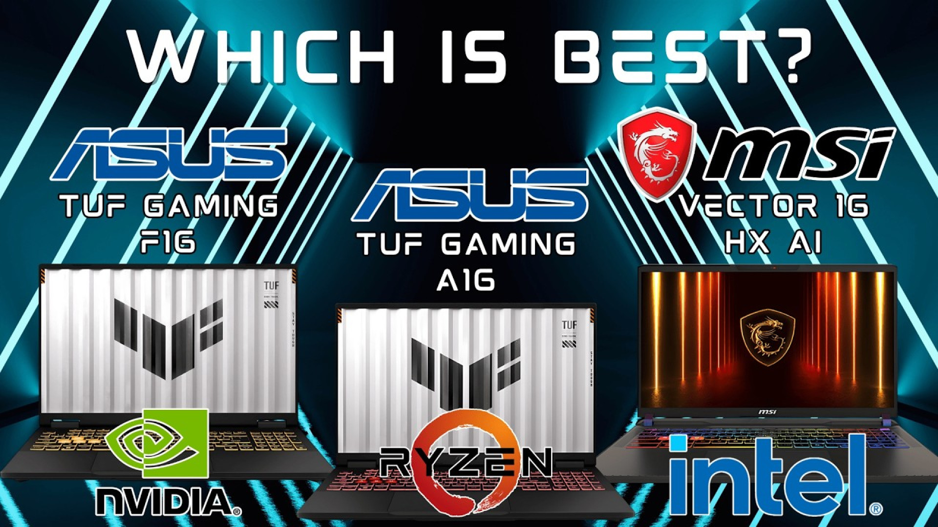 مقایسه لپتاپ های Vector 16 HX Ai و Tuf Gaming F16 و Tuf Gaming A16 لیپوماتیک