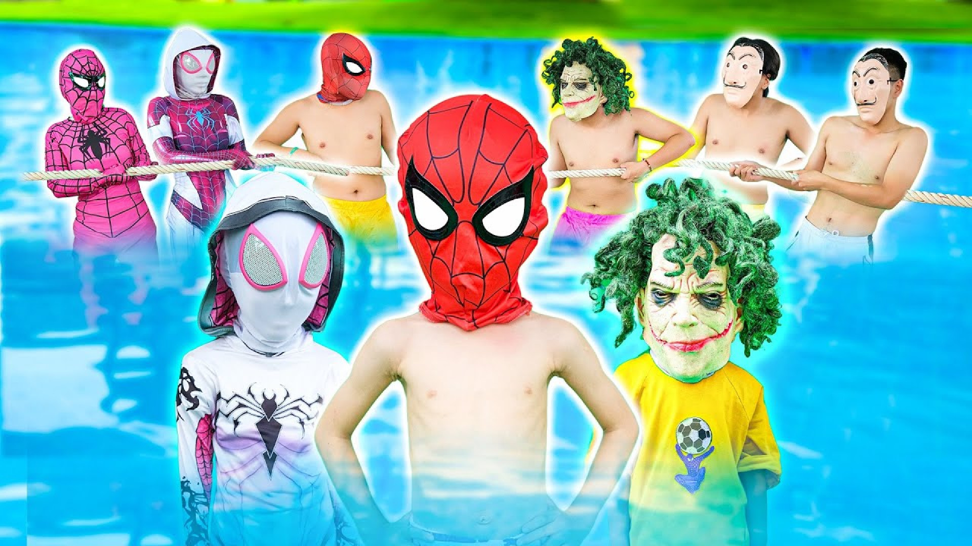 نبرد مرد عنکبوتی و اسپایدرمن ، مرد عنکبوتی در استخر و دور همی دوستان spiderman لیزر مو