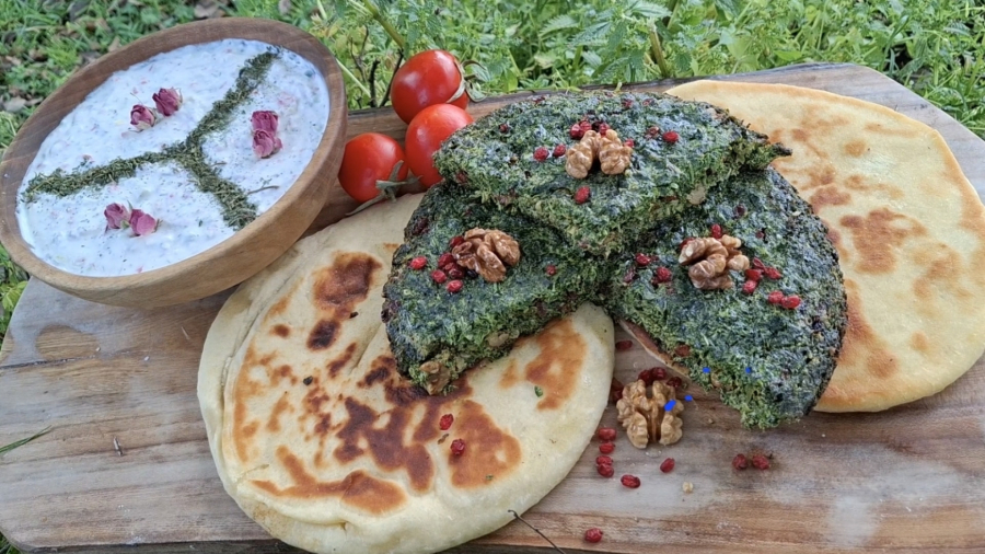 کوکو سبزی و ماست و خیار/پخت سریع و آسان در طبیعت