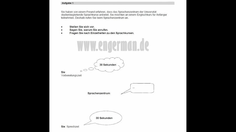 TestDaF | Mündlicher Ausdruck | Aufgabe 1