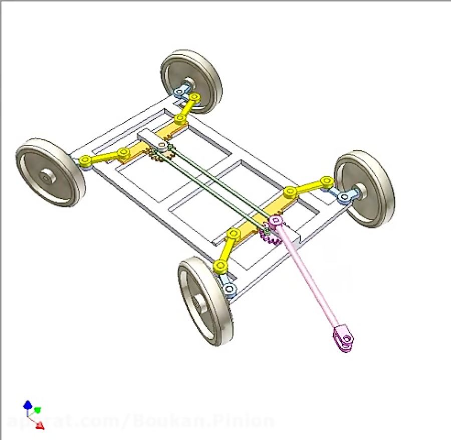 Mechanism for steering a 4wheel trailer with small turning radius 4