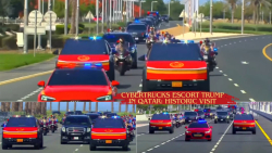 استقبال ویژه نیروی امنیت داخلی قطر از دونالد ترامپ در دوحه با هدایت سایبرتراک