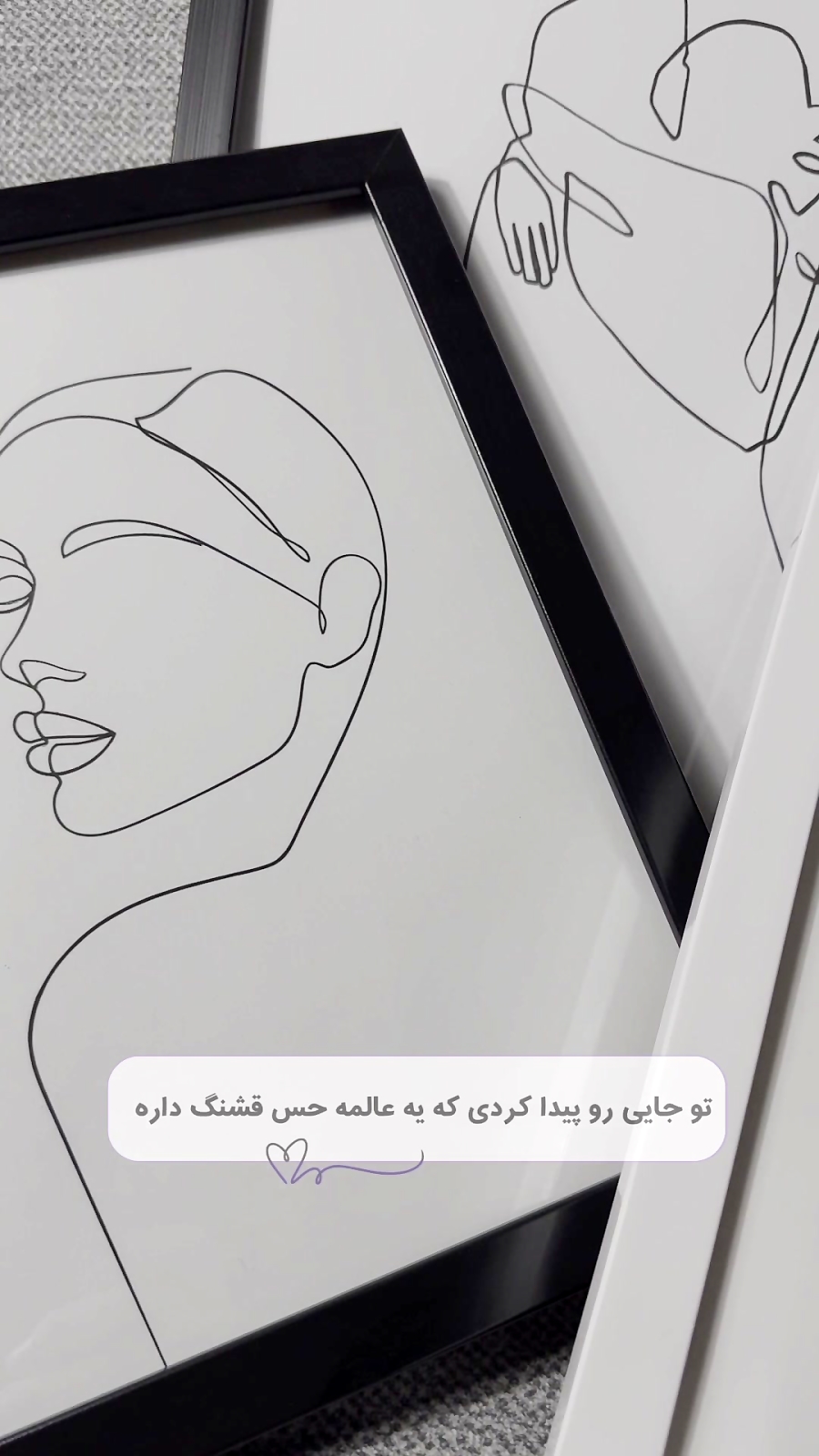 تابلو مینیمال و لاین آرت دخترانه و عاشقانه