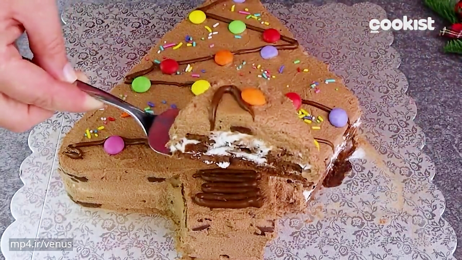 کیک درخت کریسمس بدون پخت