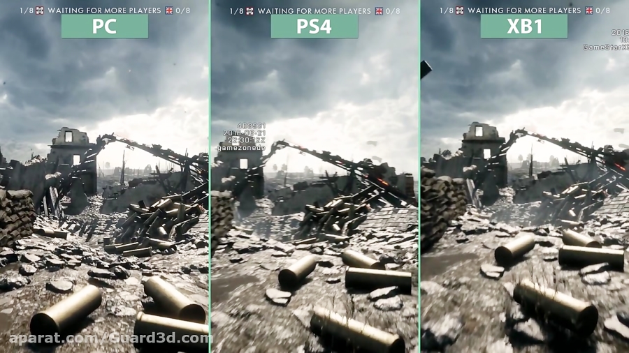 مقایسه گرافیک Battlefield 1 روی PS4 و Xbox One و PC