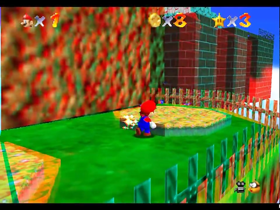 Super Mario 64 in anaglyph 3D
