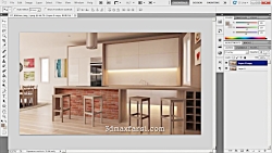 آموزش مدلسازی رندر و طراحی داخلی معماری آشپزخانه با تری دی مکس ویری