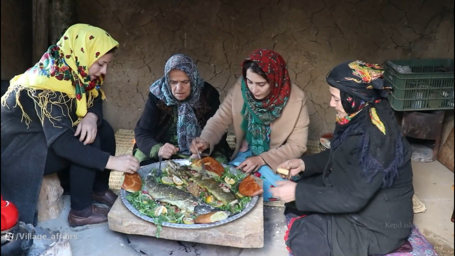 پخت ماهی درون نمک تو هوای زمستونی