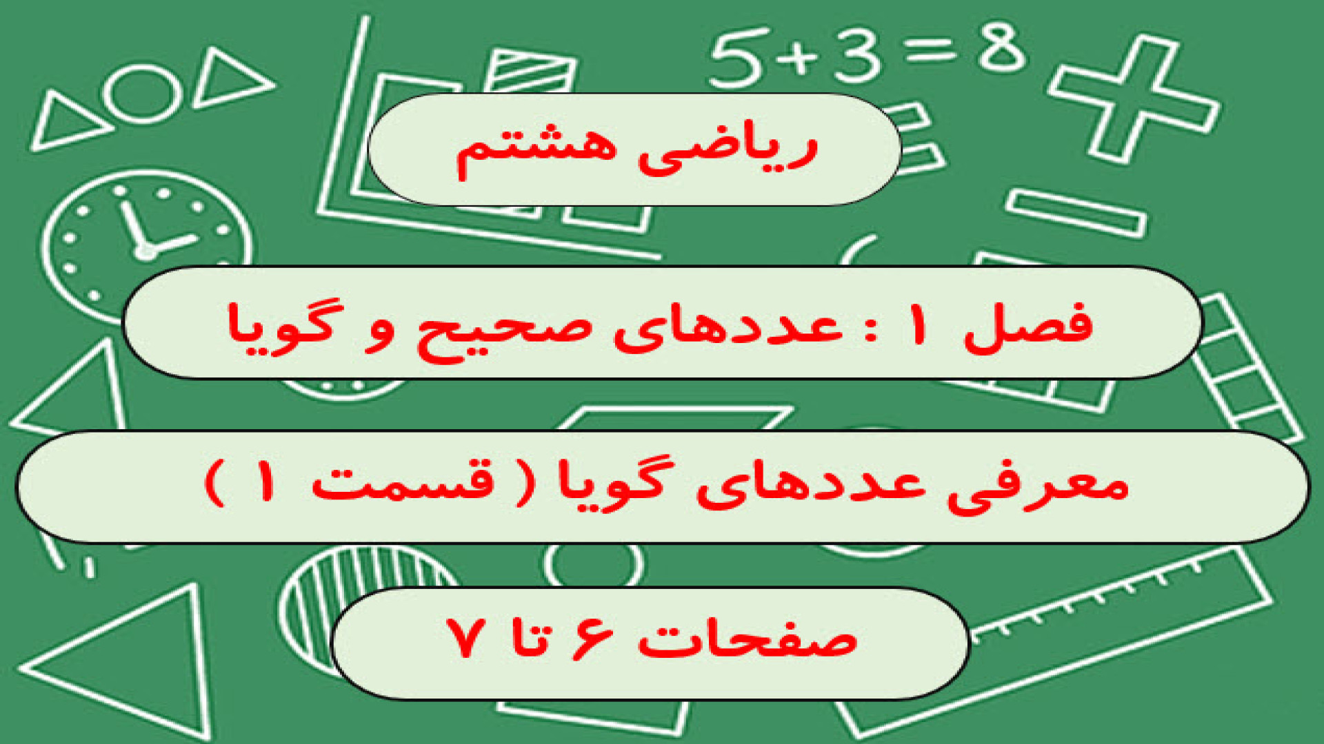 تدریس کتاب ریاضی پایه هشتم . فصل اول . معرفی عددهای گویا ( قسمت 1 ) زمان1711ثانیه
