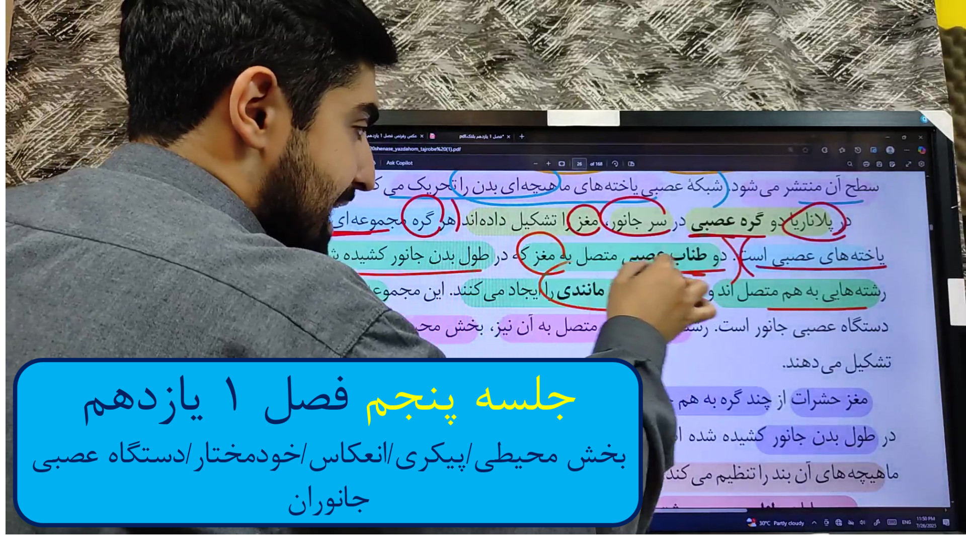 فصل ۱ زیست یازدهم/جلسه۵/بخش محیطی/پیکری/انعکاس/خودمختار/دستگاه عصبی جانوران جرمگیری