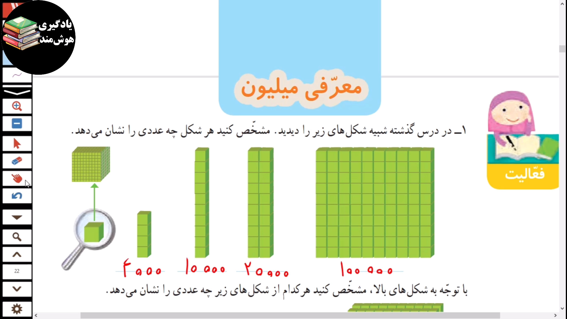 حل ریاضی چهارم ابتدایی صفحه 16 فصل اول (معرفی میلیون) | آموزش کامل زمان389ثانیه