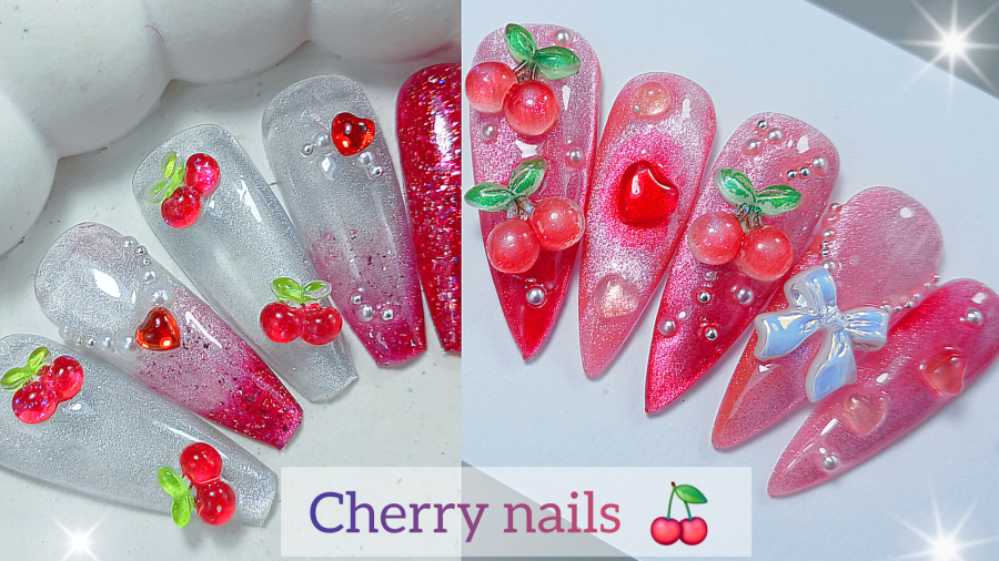 اموزش طراحی ناخن مصنوعی با تزیین گیلاس